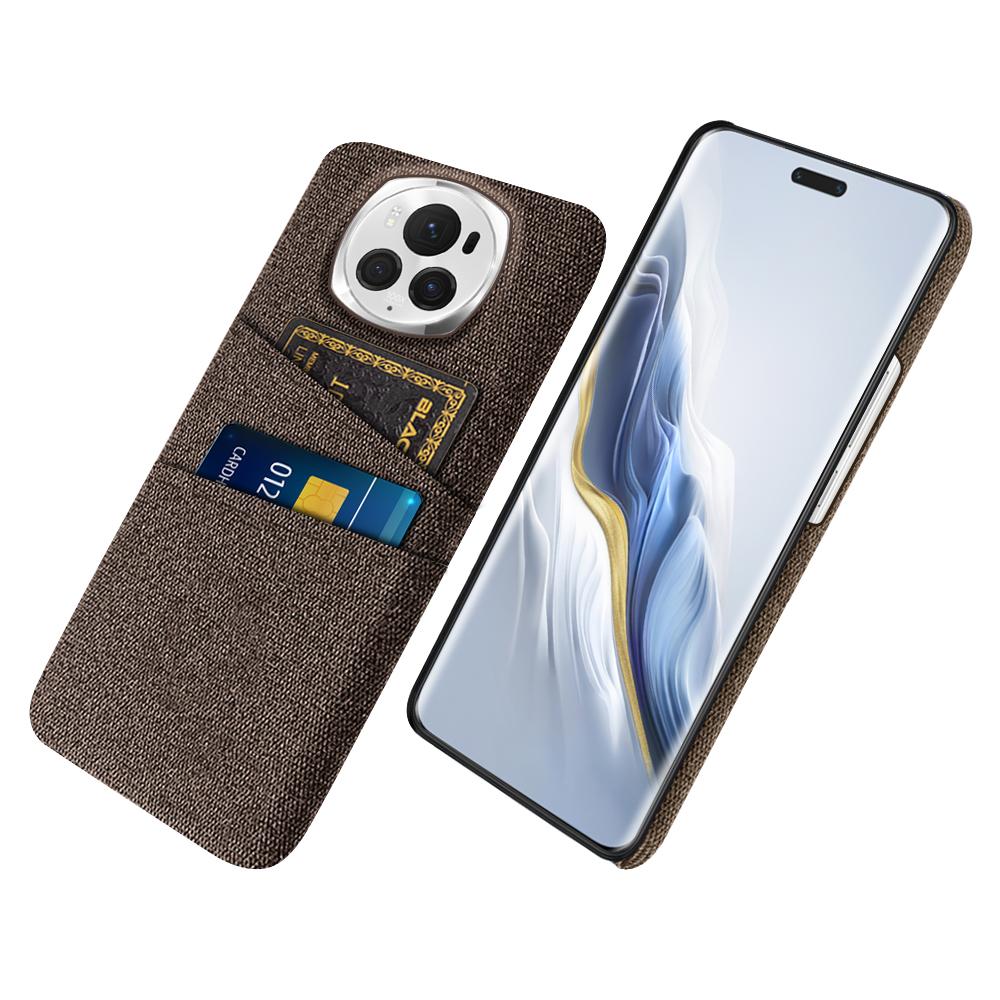 For Honor Magic6 Pro 5G Cloth Texture Phone Case Dual Card Holder PC Cover