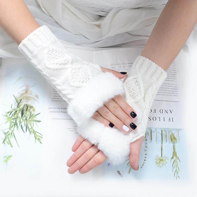 

Студенческие осенние и зимние теплые перчатки без пальцев, женские модные вязаные шерстяные перчатки в корейском стиле