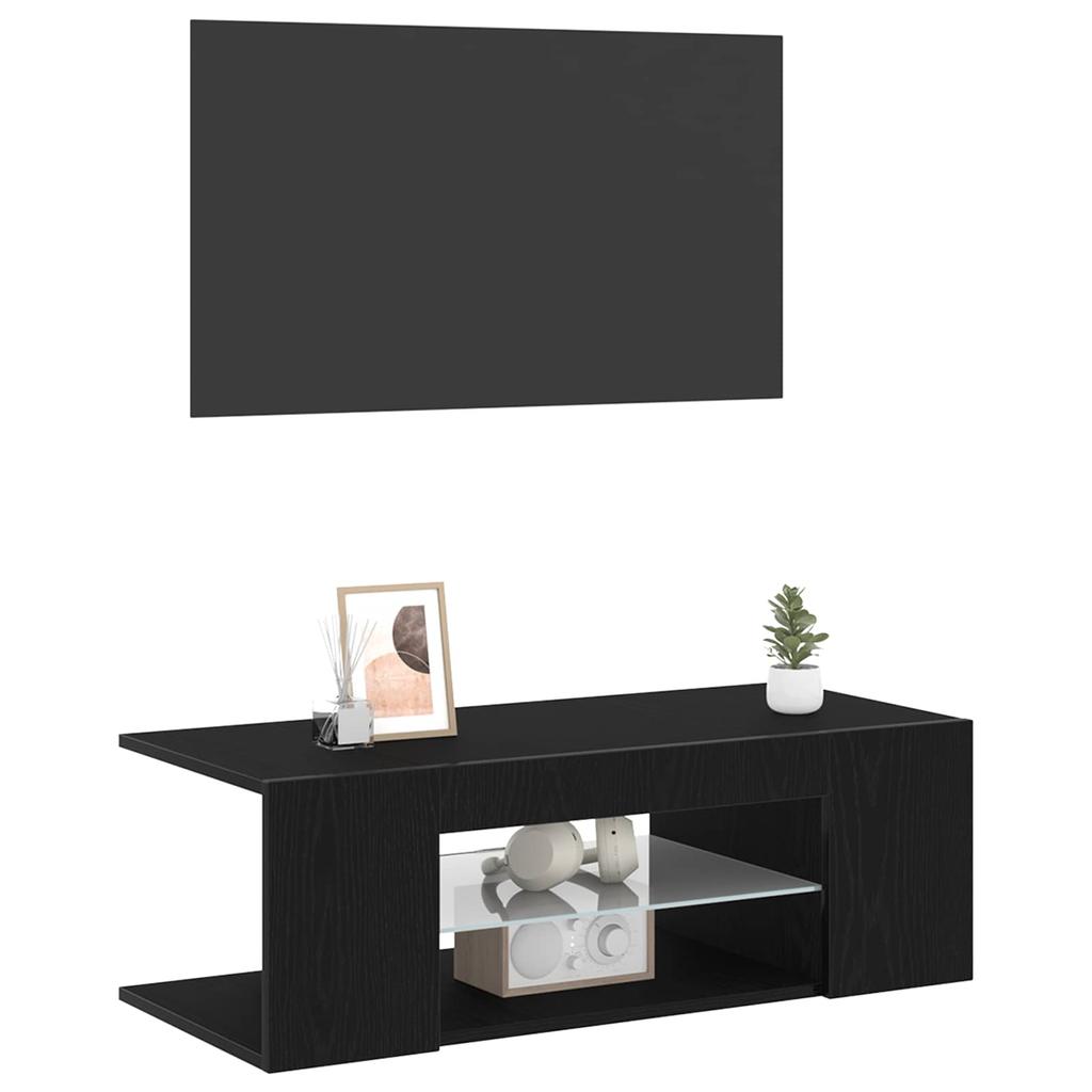 TV Cabinet Black Oak Effect 90 x 39 x 30 cm Particleboard