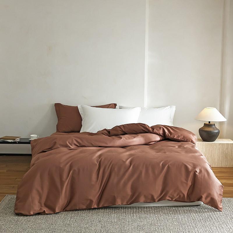 500TC Cotton Bed Sheet Set Solid Color Soft Breathable Bedding Modern Simple Style All Season Use