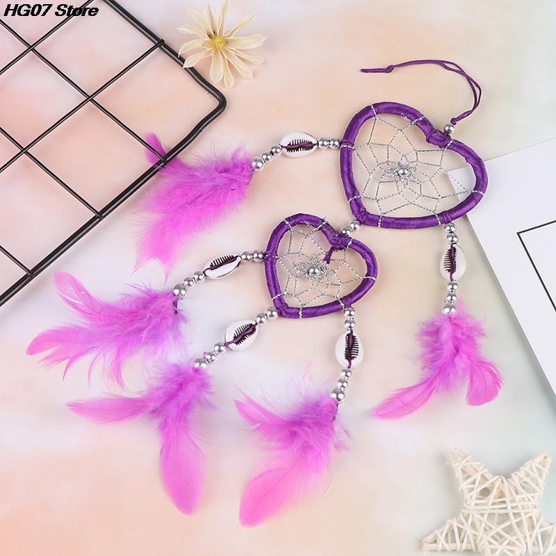 1Pc Indian Love Dream Catcher Wind Chimes Feather Decoration Home Decoration Wall Hanging Adornment Handmade Hanging Gift 7cm