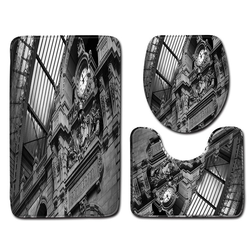 Architecture Bathroom Toilet Three-Piece Floor Mat Combination Set Household Door Mat Kitchen Water Absorbent Non-Slip Carpet