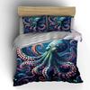 Kleurrijke Octopus Onderwater Scène. Beddengoed Set 1 Dekbedovertrek 2 Kussenslopen Voor Volwassenen En Kinderen Luxe Cadeau Volledige Maat