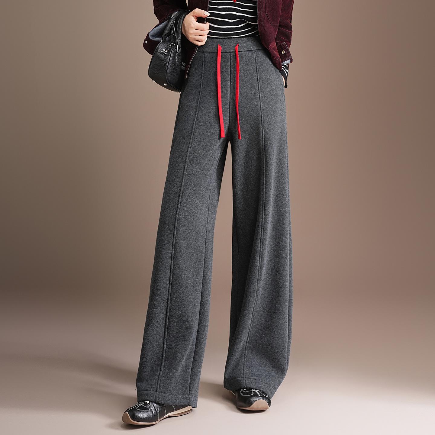 

High-End Women s High-Waisted Velvet Wide-Leg Pants - Trendy, Warm, and Versatile 30 сірий колір