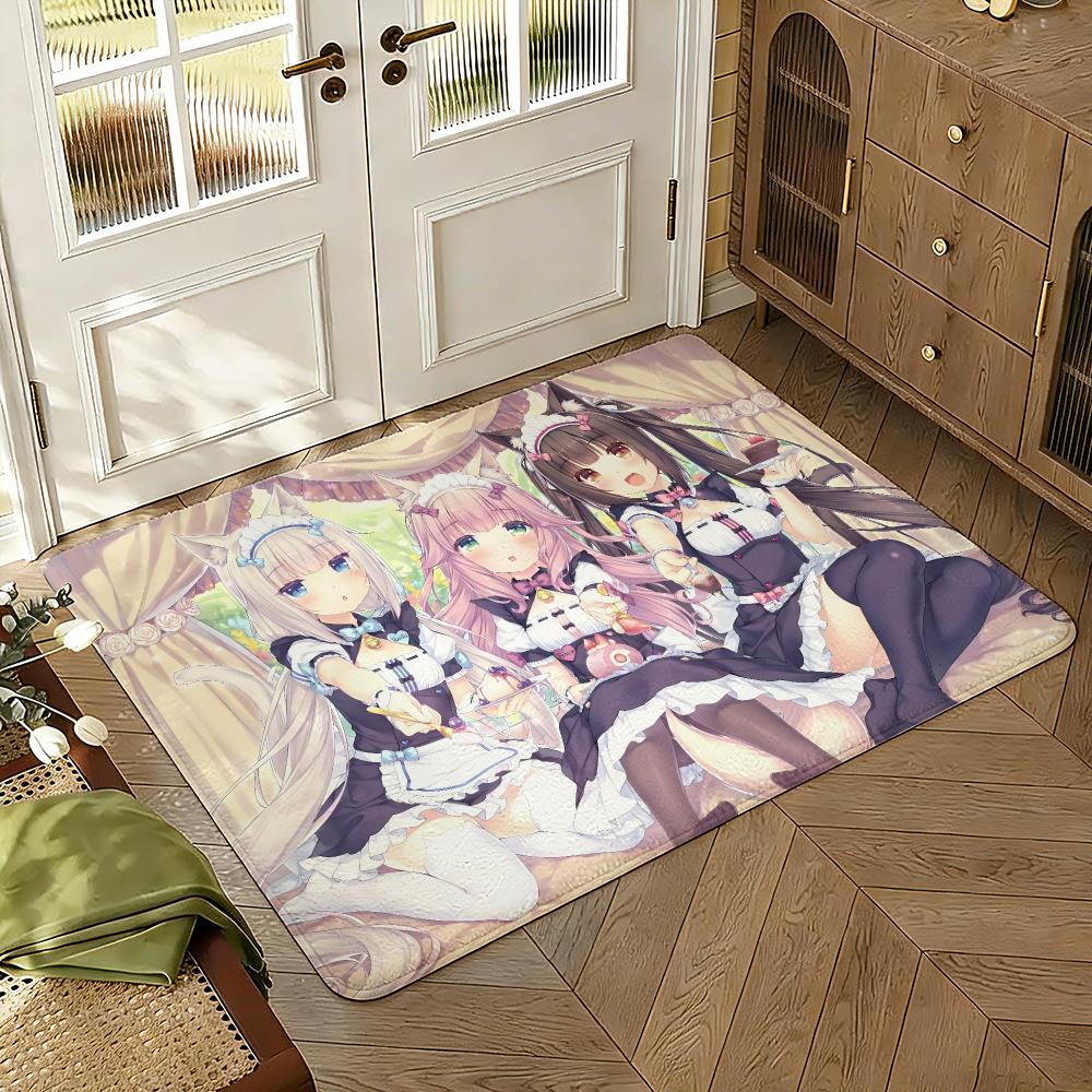 Anime Game N-Nekopara Floor Mat Soft Thickened Absorbent Non-Slip Bedroom Living Room Door Mat Home Decor Flannel Rugs