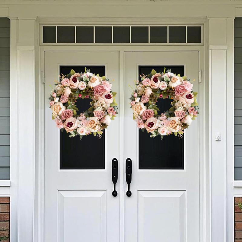 Artificial Peony Wreath Garland Rattan Home Decor Wedding Wreath Flower Home Door Decoration Wedding Centerpieces For Tables