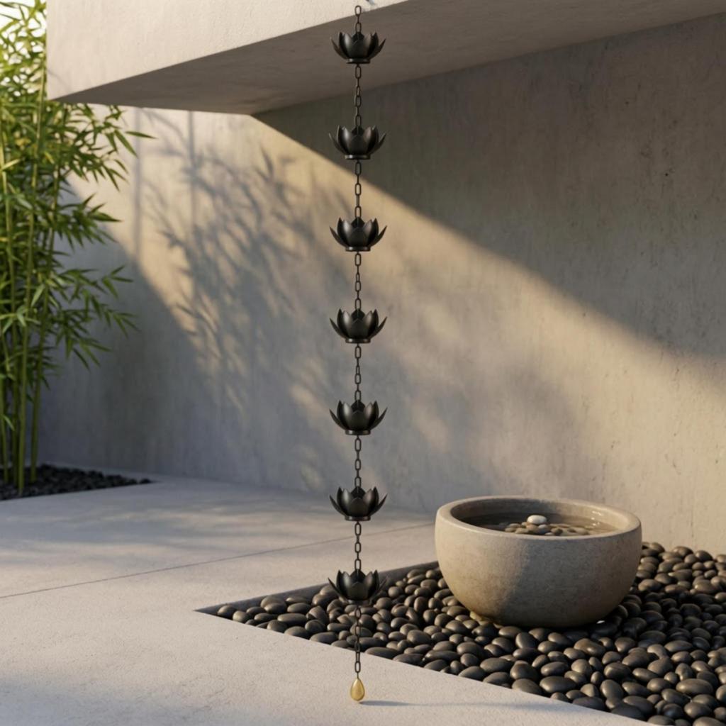 Lotus Rain Chain Decorative with Cups Hanging for Homeowners