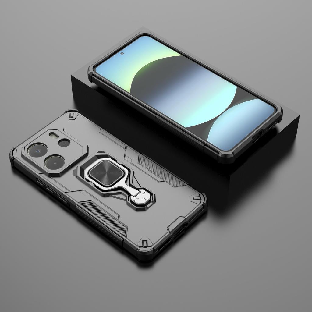 Dla Xiaomi Redmi Note 14 4G (164,84 mm) Etui Obrotowy Pierścień Podpórka PC + TPU Odporne na Wstrząsy Pokrowiec na Telefon