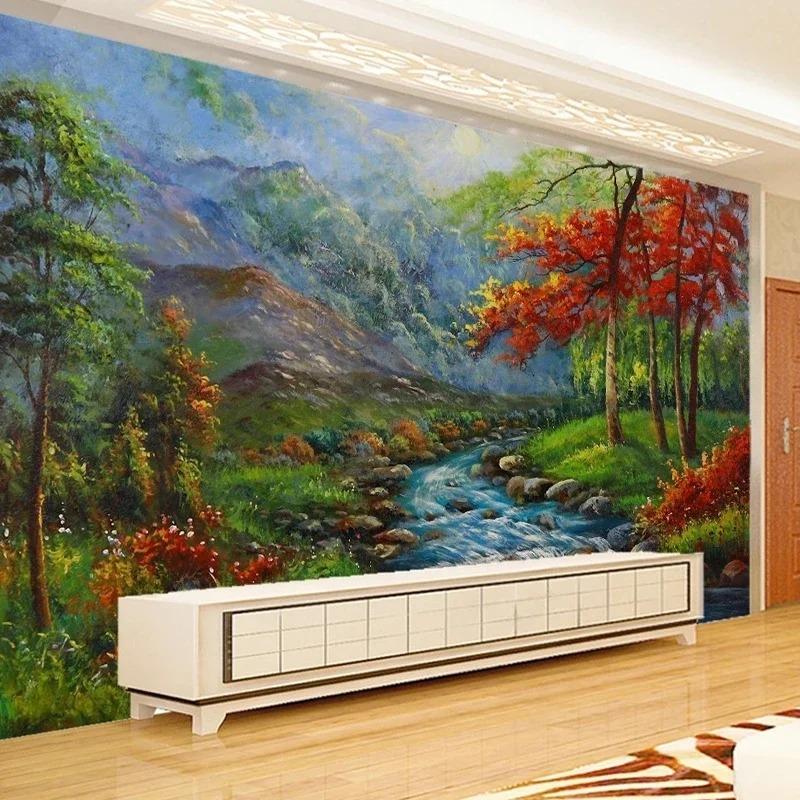 Europejski styl krajobrazu wodnego lasu fototapeta ścienna do sypialni salonu sofa tło wystrój tapeta 3d