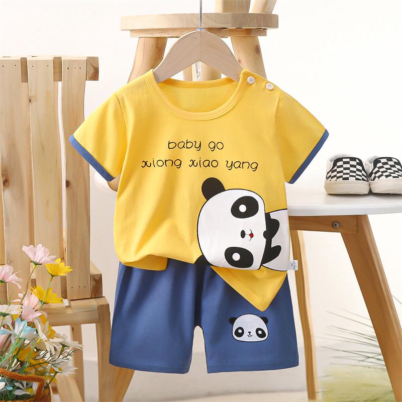 2026 Summer Kids O-Neck Short Sleeve Top Suits Baby Spring Cartoon Short Pant Two-pieces Set Suit for Girl Boy