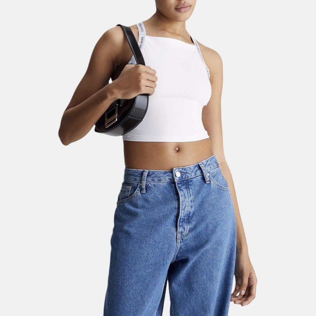Calvin Klein Jeans Iconic Elastic Trim Fitted Crop Tank Top Women tops Bright-White J20J223110-YAF