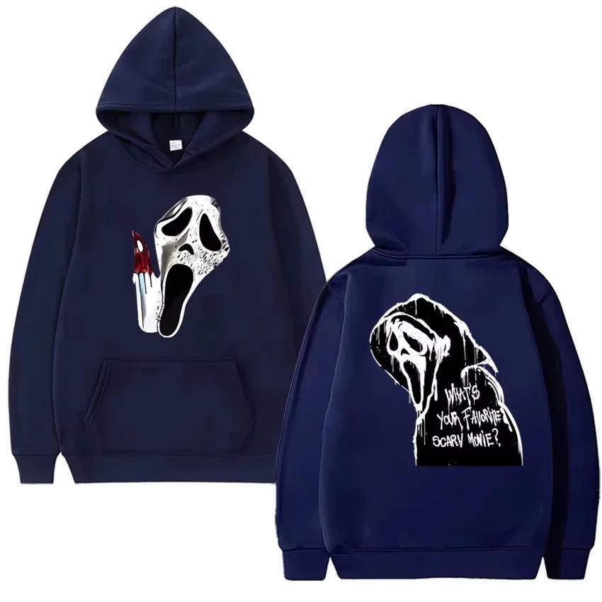 

Fashionable double-sided printed streetwear, men s and women s ghost face graphic hoodie, gender-neutral warm hoodie 3XL