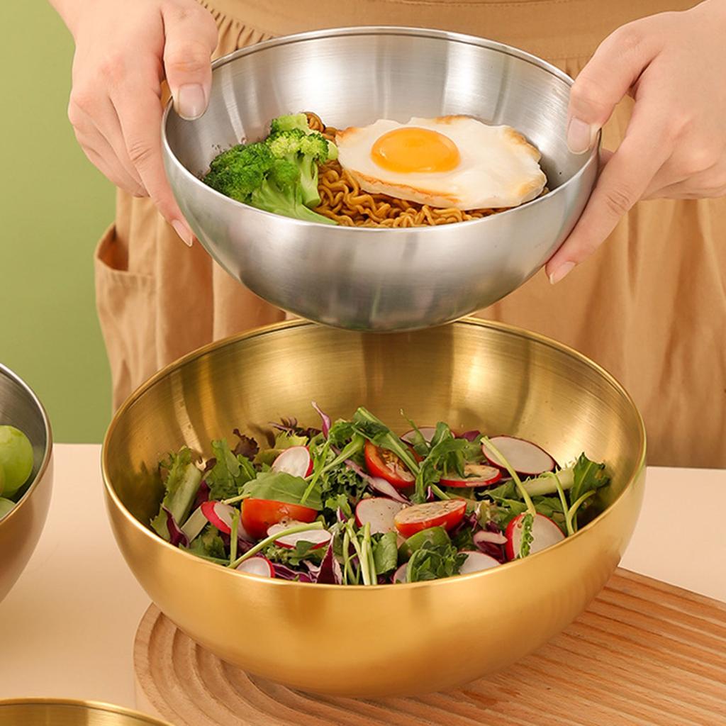 Easy Cleaning Bowl Salad Bowl Mixing Bowl Stainless Steel Texture Suitable for Home Dining and Outdoor Picnics Use