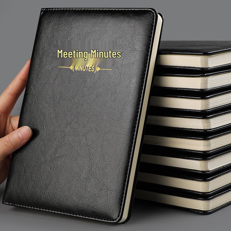 Classic Black Leather-Look Meeting Notebook 25K Small/Black 1 Pack