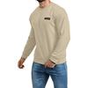 Men's Long-sleeved Plaid Shirt Men's Round Neck Solid Color Sweatshirt Top