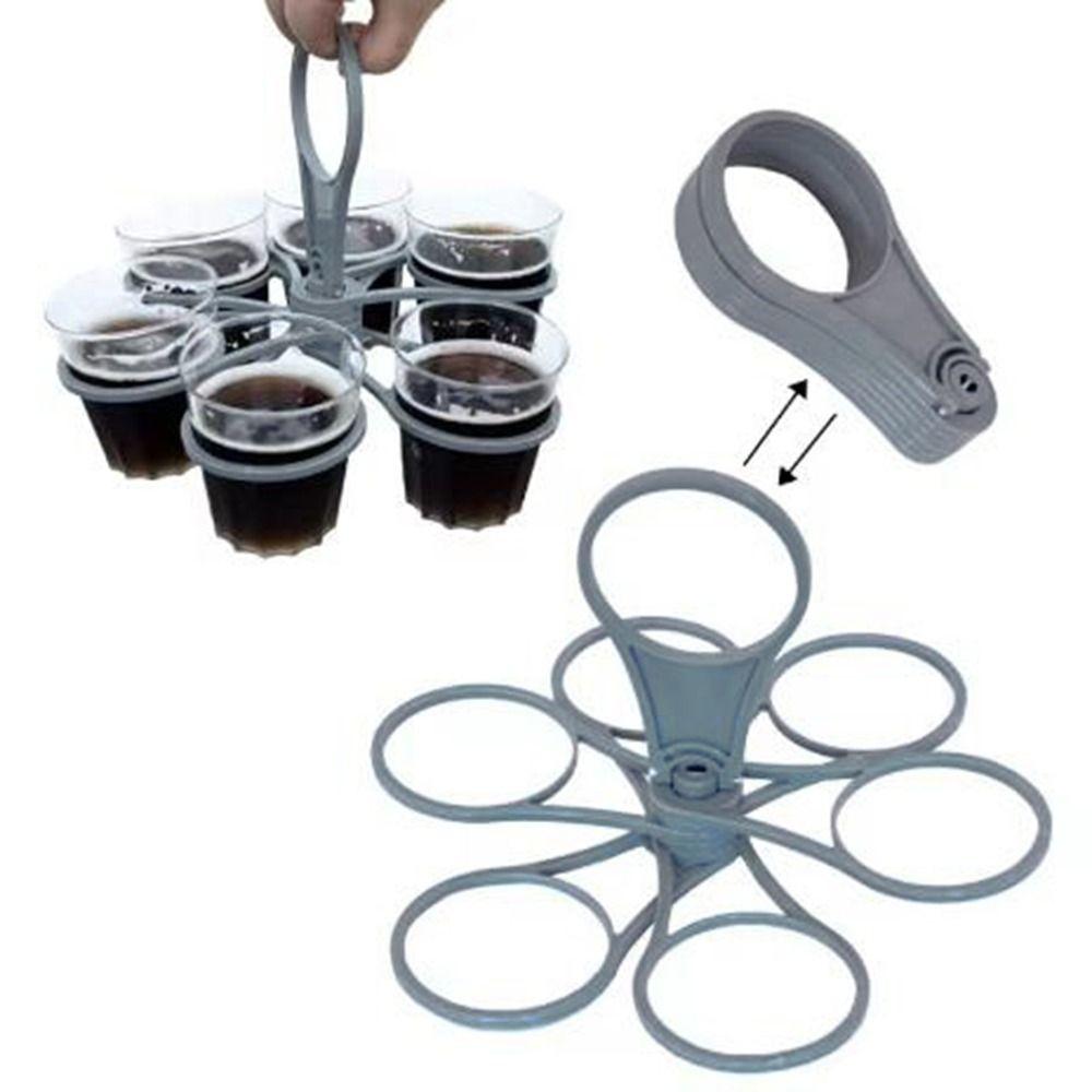 2Pcs Plastic Coffee Cup Holder Handheld Coffee Cup Carrier Holder 6 Cup Glass Carousel Holder  Bar