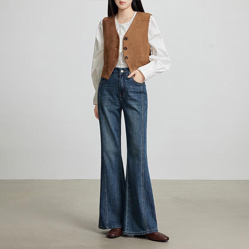 Chuyu Women's Deconstructed Patchwork Flared Jeans