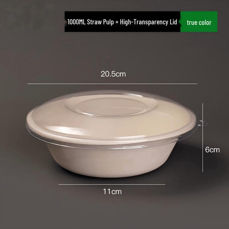 Disposable 1000ml Paper Pulp Salad Bowl with Lid