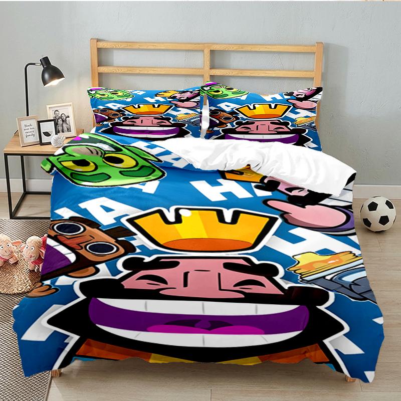 3PCS Clash Royale Heroes Collage Bedding set,Ideal For1pc Duvet Cover And 2pcs Pillowcases Perfect for Christmas gift,Ideal for Bedroom, Dormitory