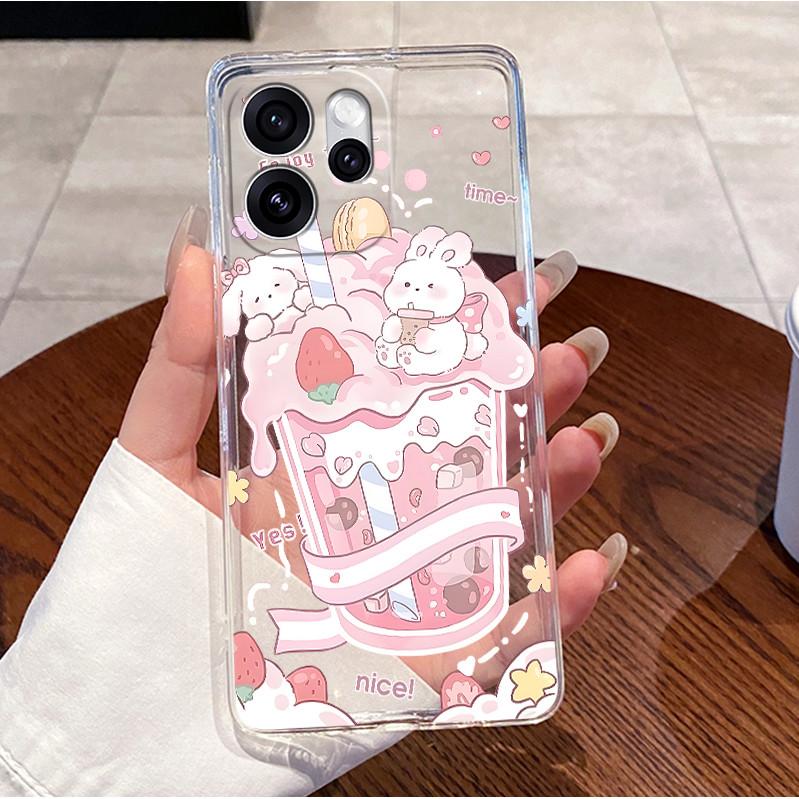 Für Oppo Reno15 Pro Mini CPH2813 Hülle Niedliches Liebesherz Kaninchen Transparent Weiches Silikon Rückabdeckung Für Oppo Reno 15 Pro Mini Handyhülle
