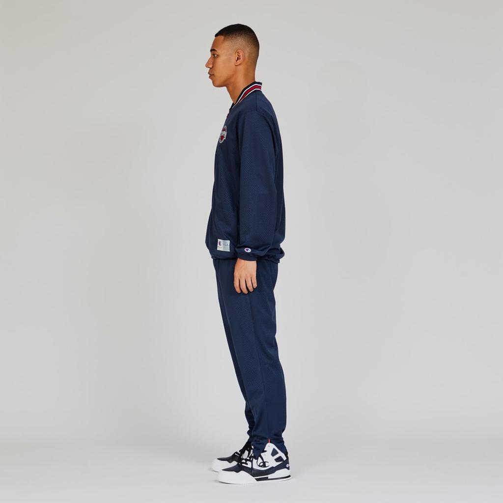 Champion Long Sleeve Polyester Zip Jacket with Graphic Logo Dark Men's 100% Design, Navy, C3-BBC26