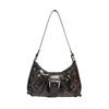 Lamerry Vintage Half Moon Hobo Bag, Shoulder Bag, Korean Style, Women's, Black, Leather, Korean Style