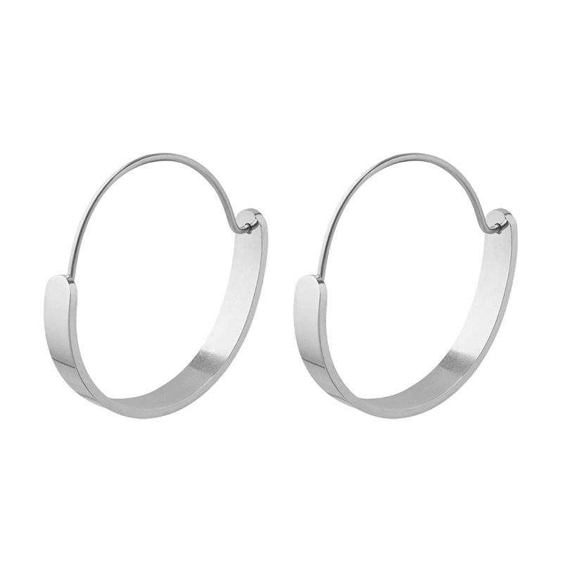 Trendy Minimalist Gold-Plated Titanium Hoop Earrings - Autumn/Winter Style F328