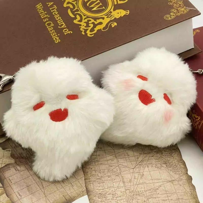 Kawaii Halloween Little Ghost Plush Keychains Game Genshin Impact Hutao Cosplay Key Chain Unisex Plush Doll Pendant Key Rings