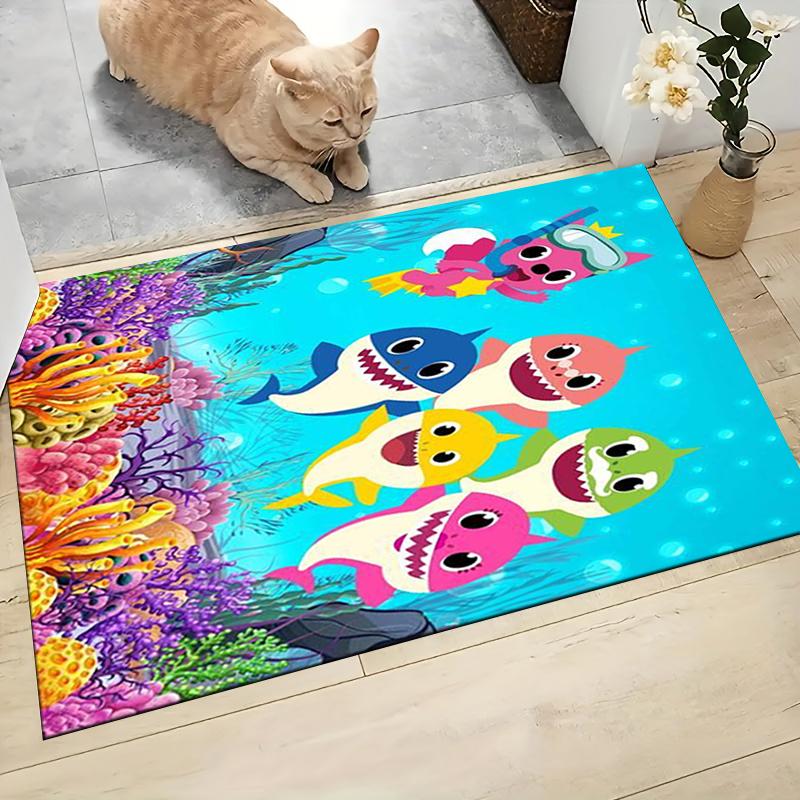 1 ks Kobercový kobereček Baby Shark Family Adventure Přizpůsobitelný Měkký Omyvatelný Protiskluzový Domácí Obývací Pokoj Podložky pod Pohovku Personalizovaný Kobereček 0917306