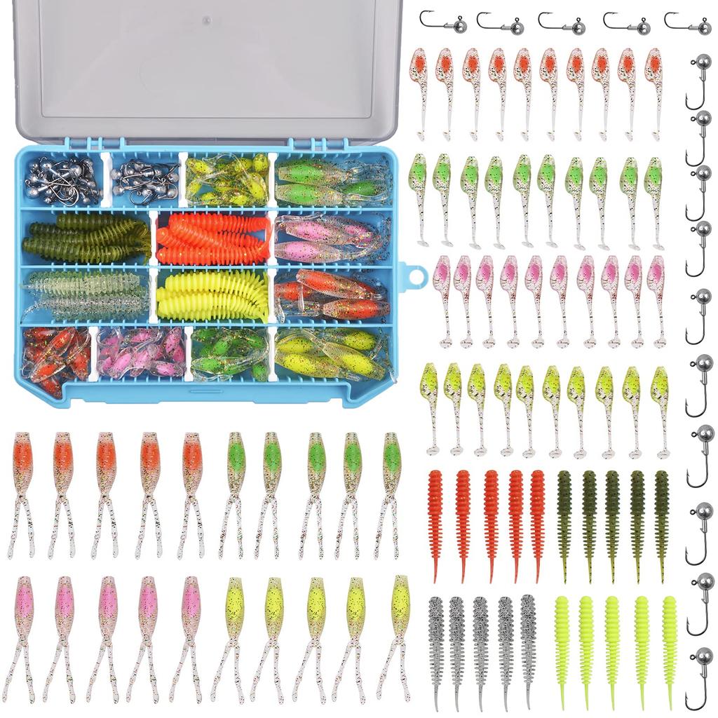 This jig head and worm set is perfect for light including aji rockfish and bass It includes pintail worms in a variety of 12 types of worms and three