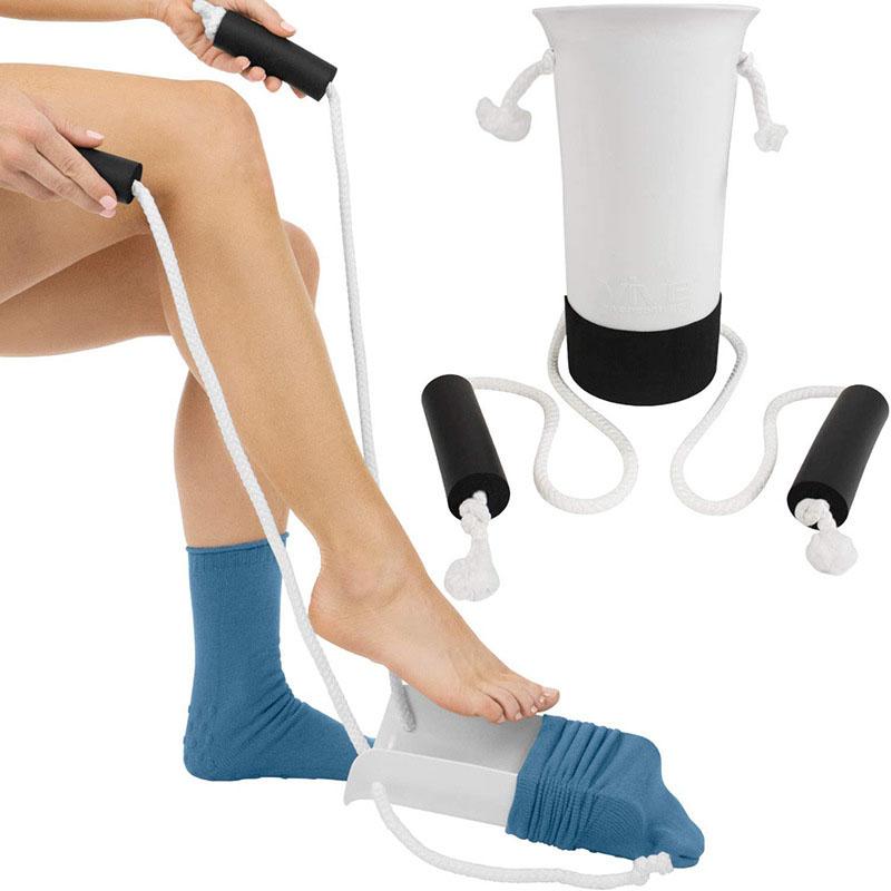 Pomocné zariadenie na nosenie ponožiek s penovými držadlami, Ponožkový pomocník na pančuchy pre staršie ženy, mužov