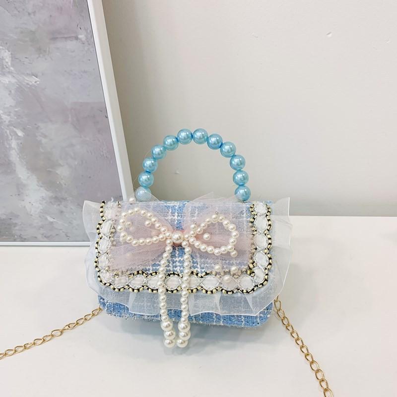 Adorable Pearl Bow Kids Crossbody Bag With Charming Floral Patterns For Daily Use