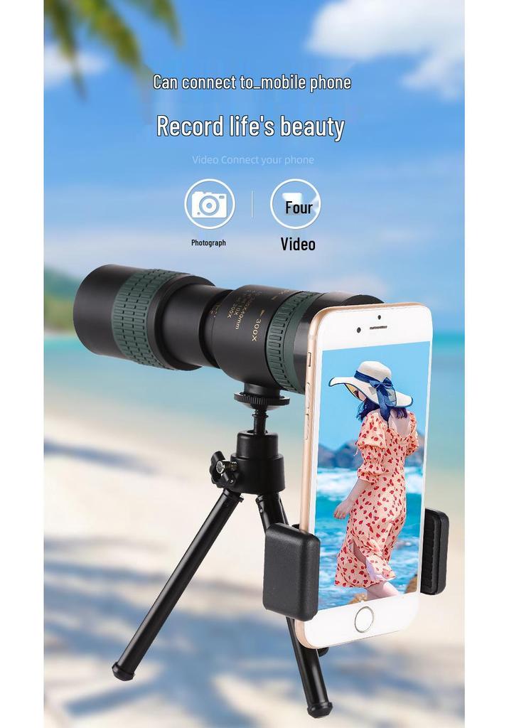 Pro-Grade HD Zoom Monocular Telescope with Low-Light Night Vision for Travel and Photography