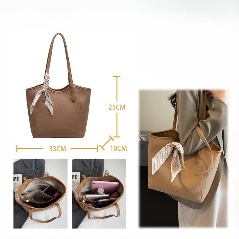 Women's Crossbody Bag, Versatile Lychee Pattern Shoulder Bag, Work Commuting Bucket Bag, High-end Tote Bag