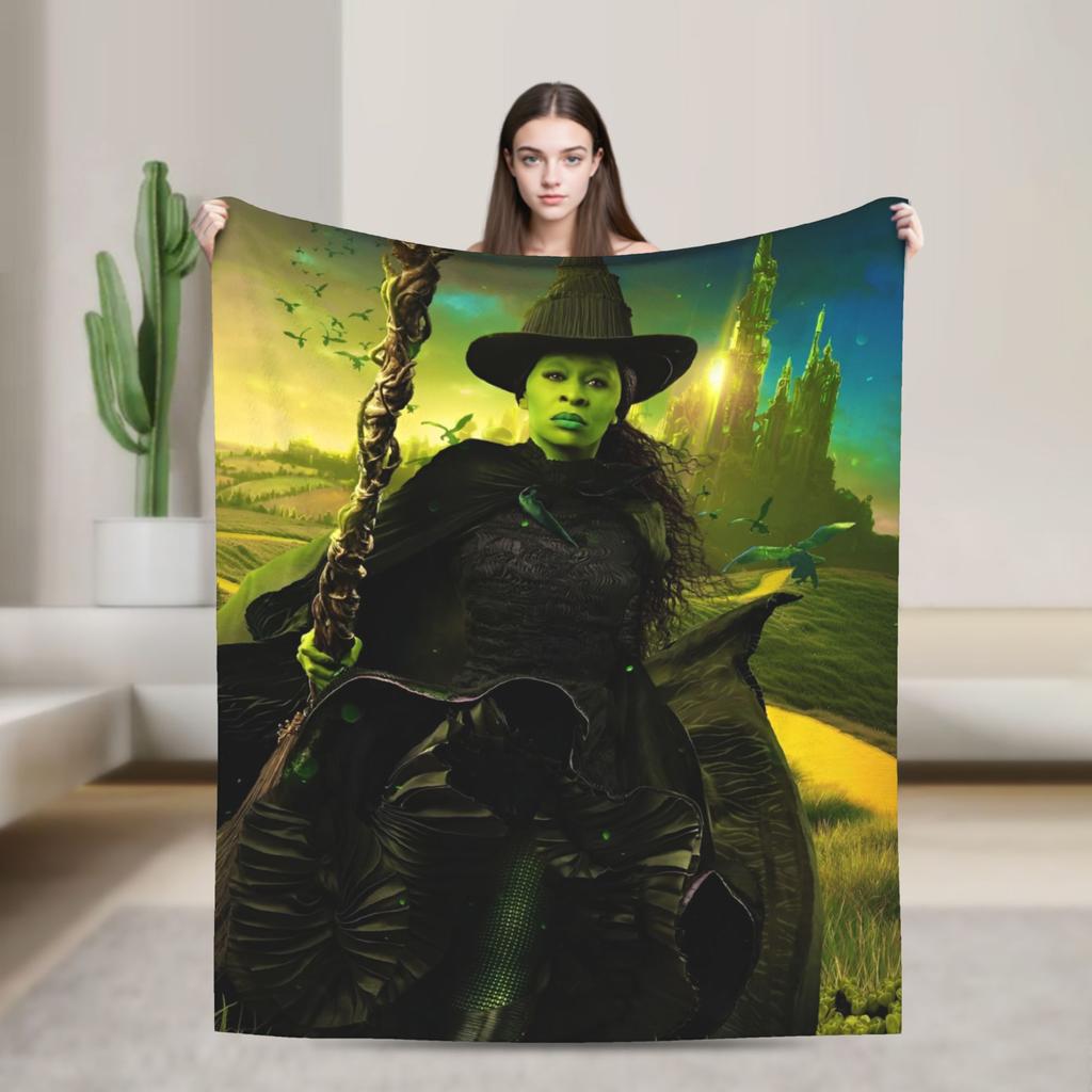 Soft Blanket Travel Wicked Elphaba & Glinda Tonal Throw Blanket Flannel Bedspread For Couch Chair Novelty Sofa Bed Cover