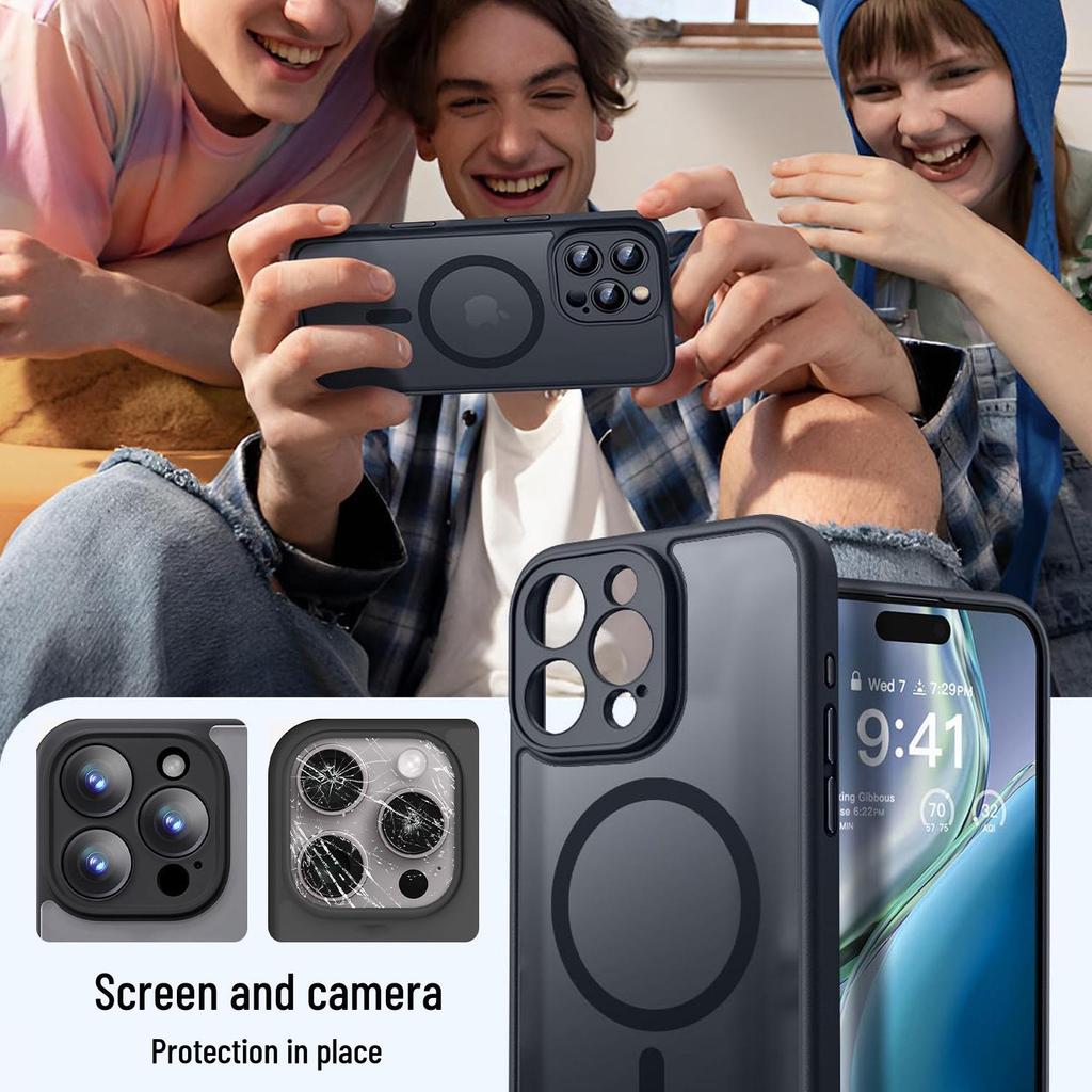 Apple iPhone 16 Pro Frosted Magnetic Phone Case with Precise Cutouts and Camera-Friendly Buttons