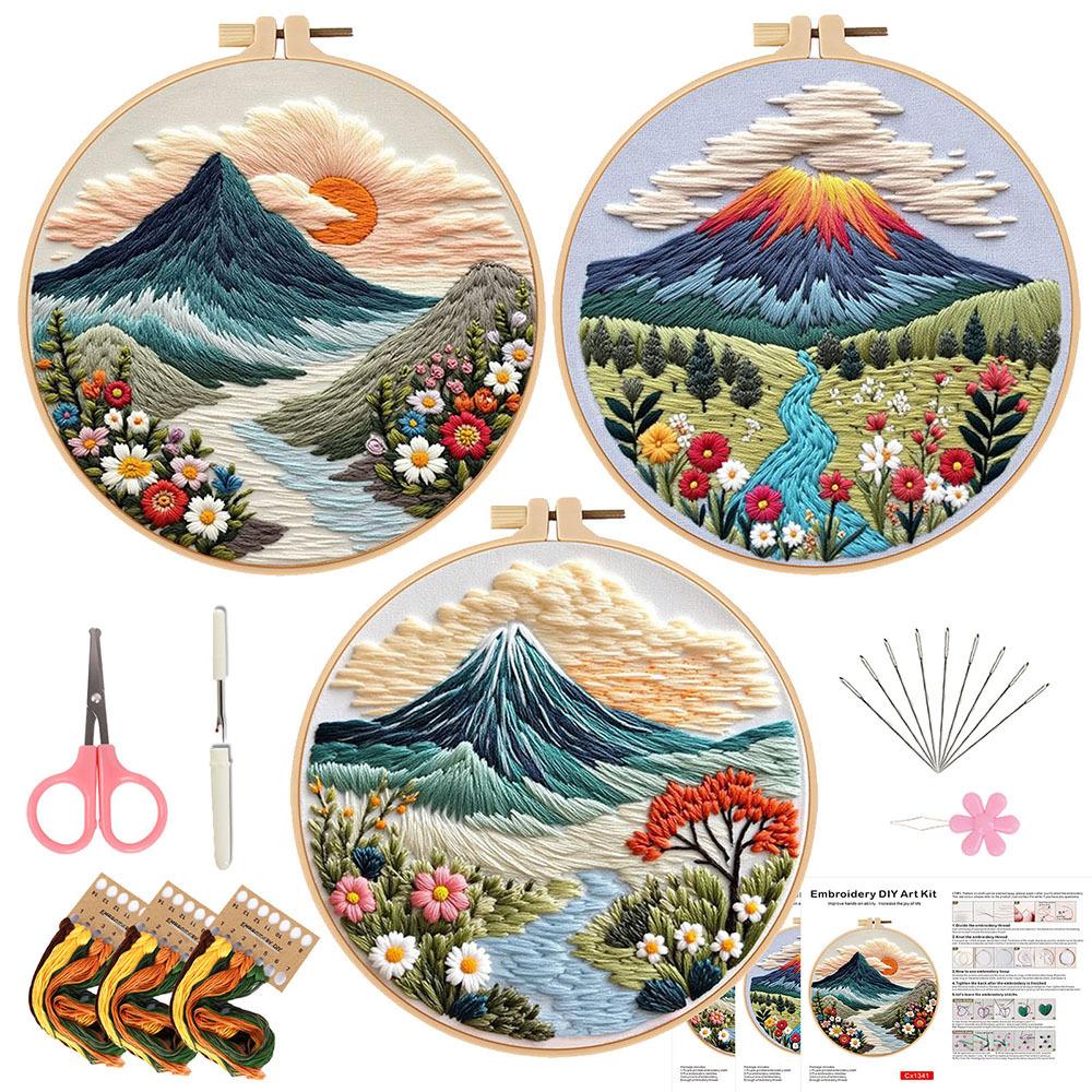 New Landscape Embroidery Diy Handmade Material Bag Fabric Creative Handmade Needle And Thread Set