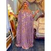 Cross-Border European and American Foreign Trade Amazon Bat Sleeve African Ethnic Style Swing Dress Bronzing Robe Dress