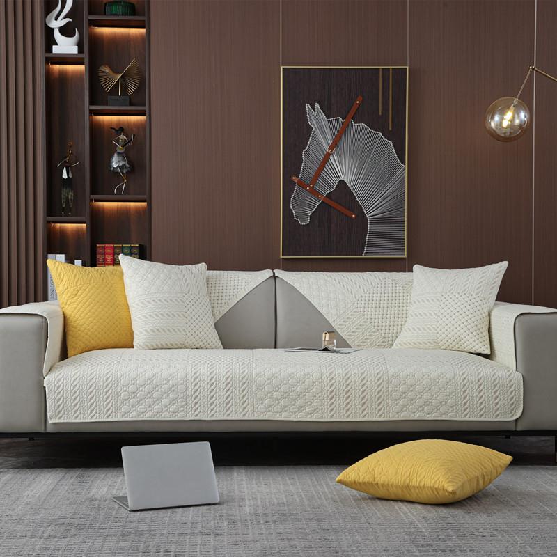 Four-season Universal Washed Cotton Quilted Geometric Sofa Cushion Modern Simple Non-pilling Non-slip Sofa Cushion Towel