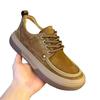 Men's Shoes Retro Frosted Leather Thick Soled Casual Brown Lace Up Trendy Fashionable Height Increasing Kangaroo Loafers