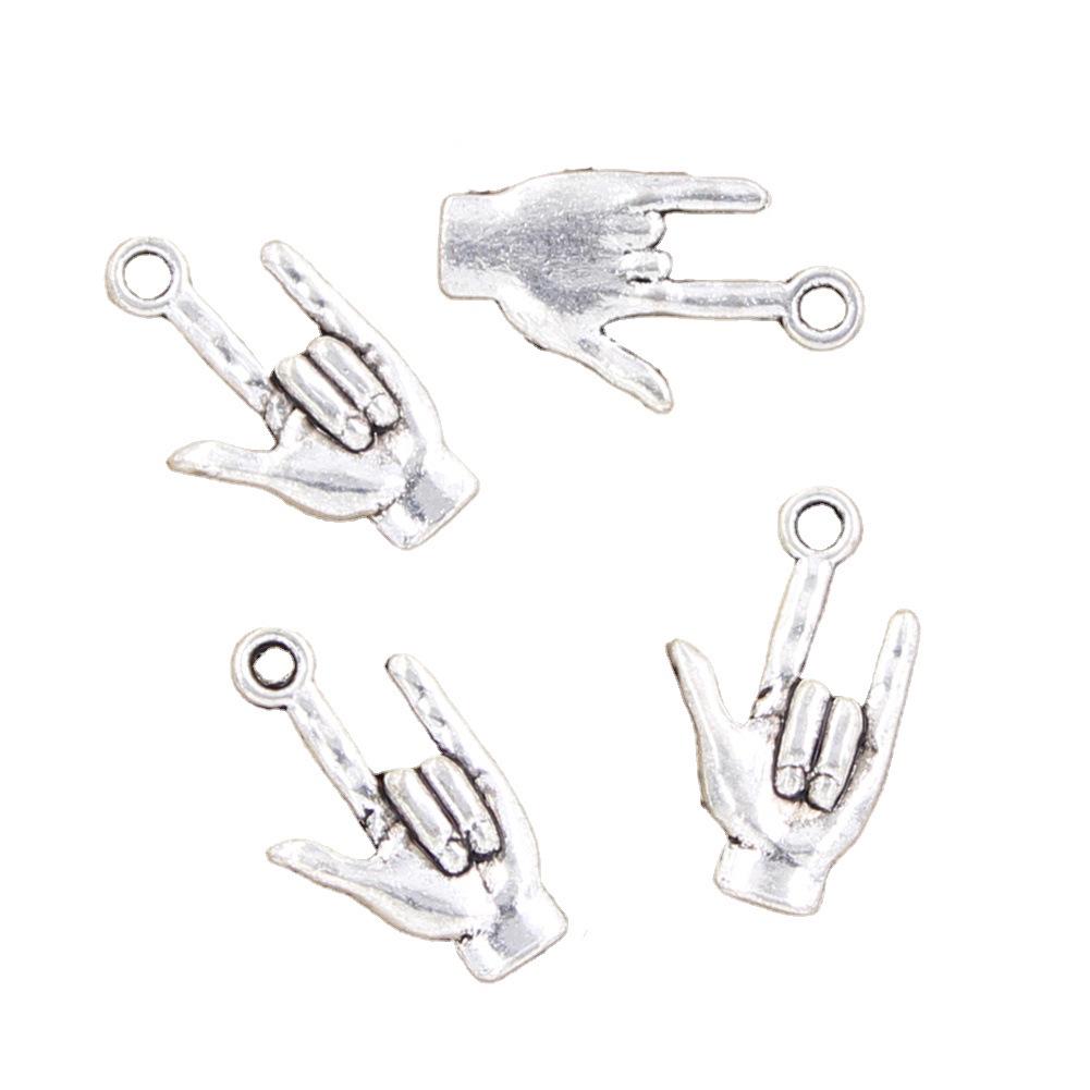 Silver Hand Gesture "I Love You" Pendant Charm for DIY Jewelry