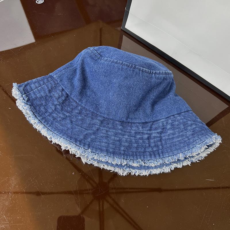 Frayed Edge Wide Brim Bucket Hat for Women Men Breathable Sun Protection for Summer Bucket Hat  Outdoor Travel 56-58cm