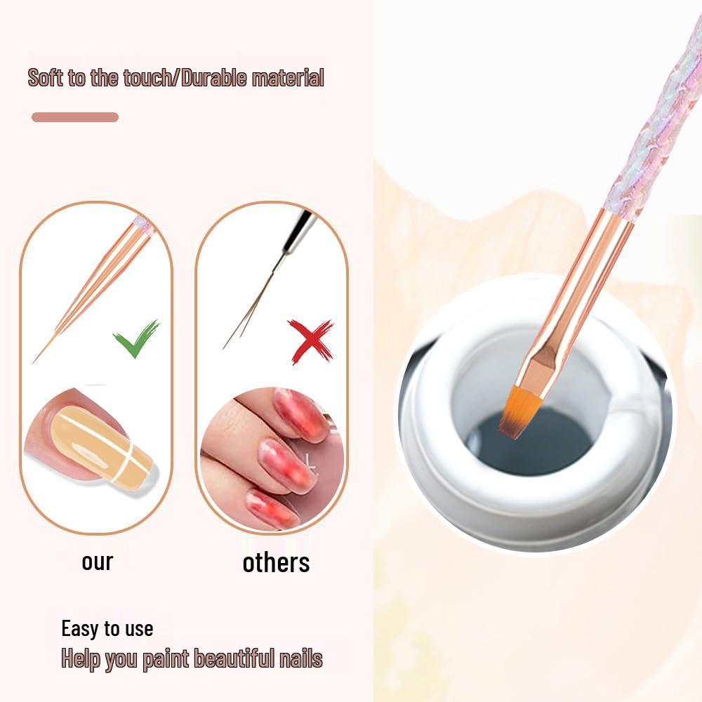 Gradient Nail Art Brush Set - 5 Pcs for Gel Polish, Line Drawing, and Crystal Carving