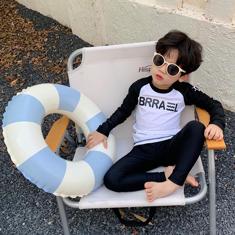 

2025 Boys Long Sleeve Quick-Dry One-Piece Swimsuit for Kids - Beach Holiday Set 110 cm