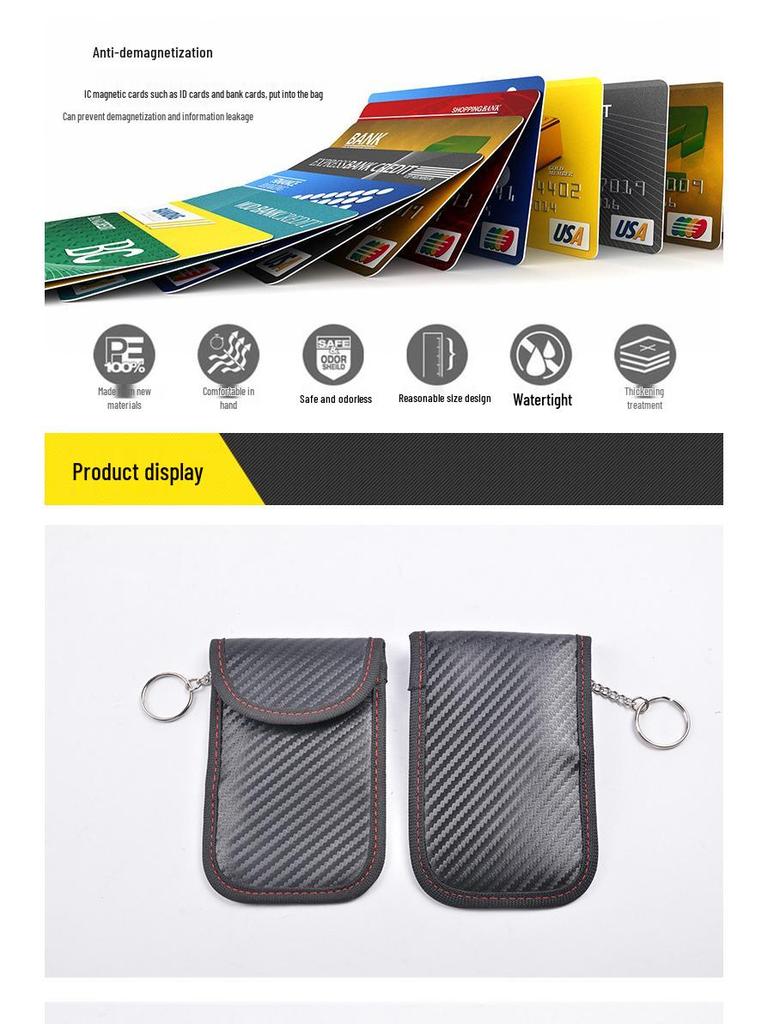 Carbon Fiber RFID Shielding Key Holder - Anti-Theft Signal Blocking Pouch