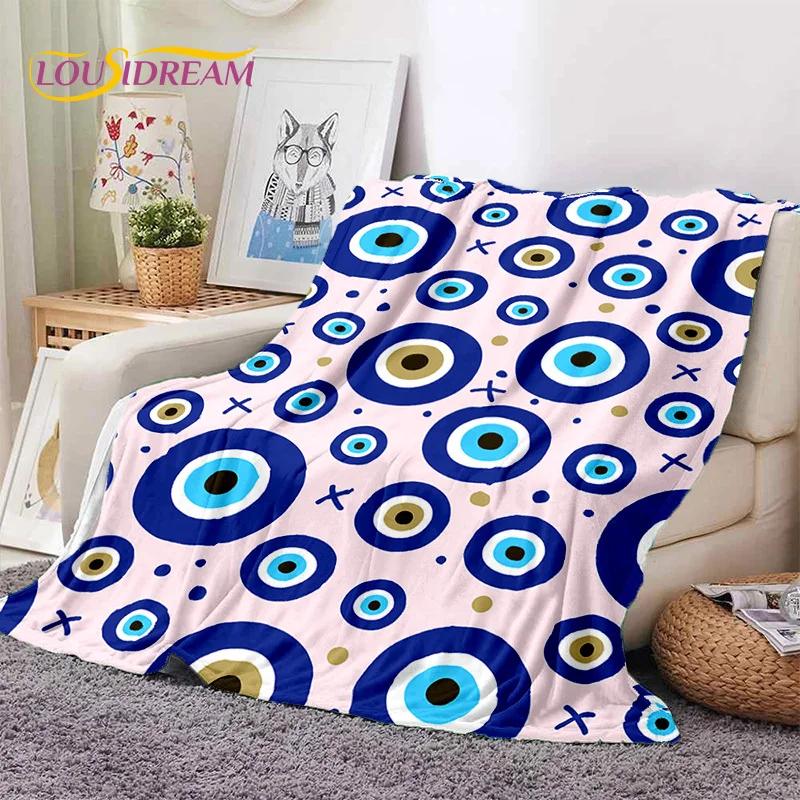 3D Boze Oog Turkije Blauw Nazar Oog van Horus Zachte Flanel Dekens, Plaid Comfortabele Deken voor Picknick Bedden Bank Slaapkamer