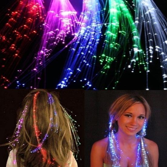 LED Light Up Braid Luminous Fiber Optic Hairpin Decor for Halloween Party