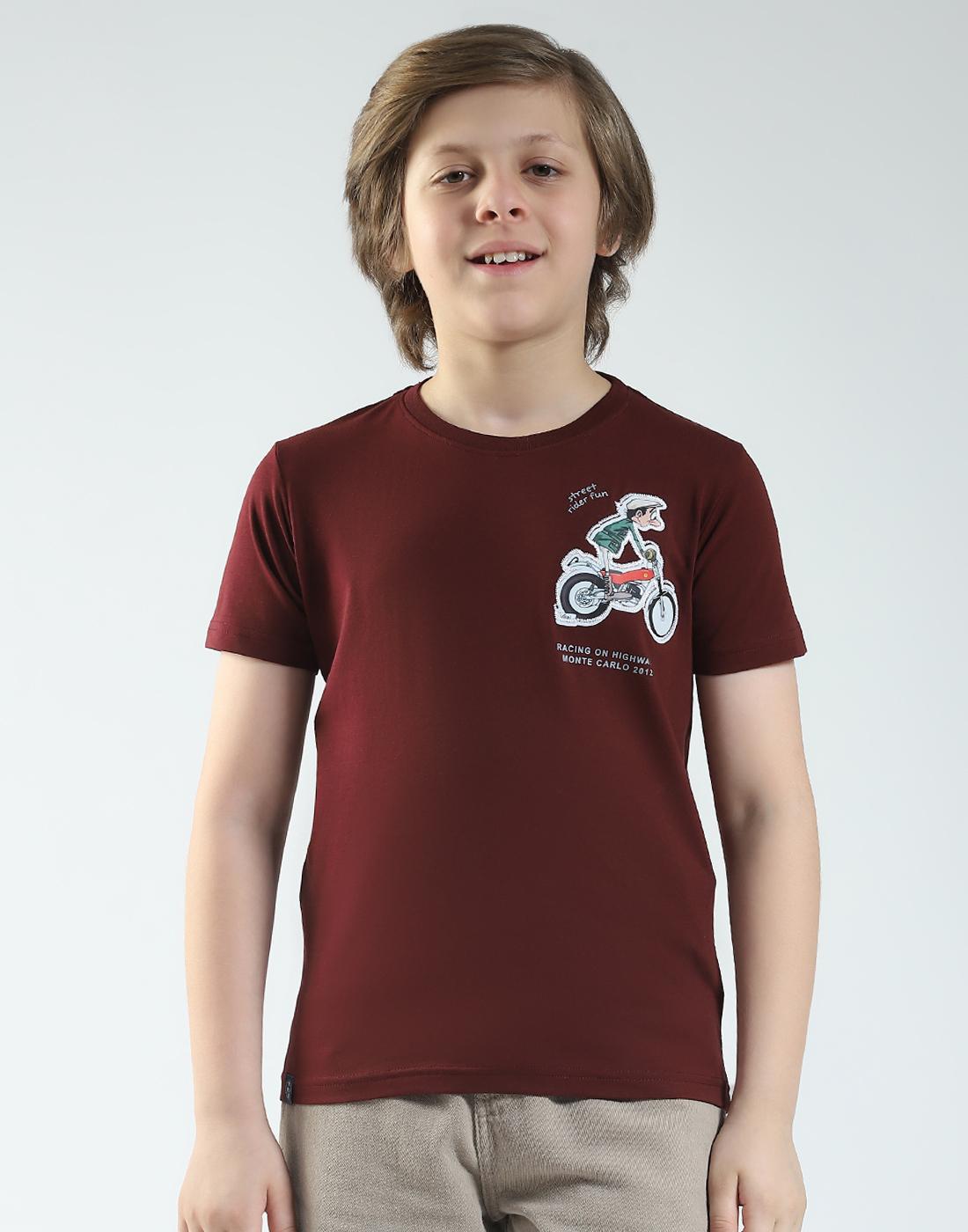 

Monte Carlo Boy s Regular Fit Printed Half Sleeve T-Shirt 11-12 Years малиновый