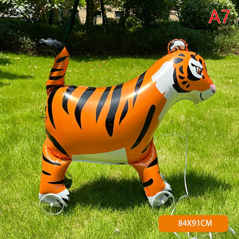 4D Tecknad Folieballonger Elefant Stå Gående Ballong Med Hjul För Barn Födelsedagsfest Dekoration Babyshower