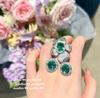 Macaron Watermelon Stone Emerald Ring, Plated 18K Gold, Emerald, Immortal Flower, Large Carat Zircon Ring